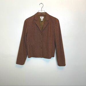 Ann Taylor Loft Brown/Tan Herringbone Blazer Sz 8